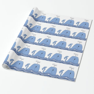 Navy Blue Walvis Baby Shower Cadeaupapier