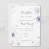 Navy Blue Watercolor Floral Wedding Invitation (Devant)