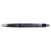 Navy Blue Waterverf Abstract Blush Pink Script Pen (Voorkant)