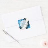 Navy Blue Waterverf Agate Pearls Wedding Vierkante Sticker (Envelop)