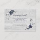 Navy Blue Waterverf Bloemen Wishing Well Bruiloft Informatiekaartje (Voorkant)