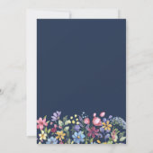 Navy Blue Waterverf Boho Wildflower Baby shower Kaart (Achterkant)