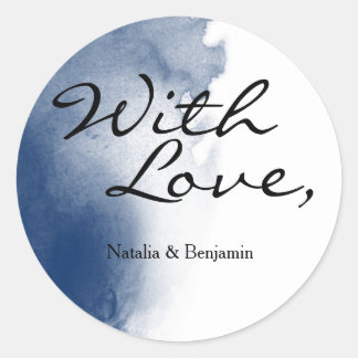 Navy Blue Waterverf Brushstroke Kaart Sticker