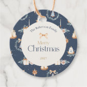 Navy Blue Waterverf Christmas Bedankjes Labels (Voorkant)