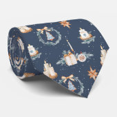 Navy Blue Waterverf Christmas Stropdas (Opgerold)