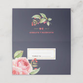 Navy Blue Waterverf Floral Wedding (Buitenkant ongevouwen)