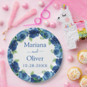 Navy Blue Waterverf Floral Wedding Paper Bord (Feest)