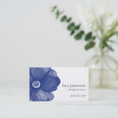Navy Blue Waterverf Flower Visitekaartjes (Staand voorkant)