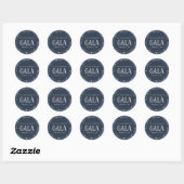 Navy Blue Waterverf Geometric Gala Ronde Sticker (Vel)
