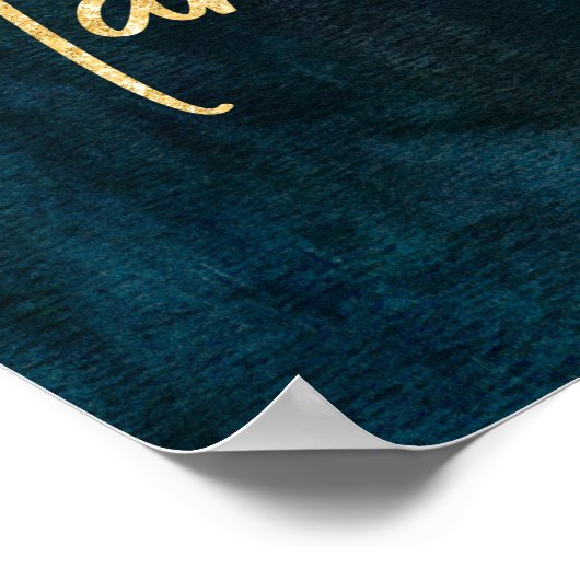 Navy Blue Waterverf & Gold Love is Sweet Treat Poster (Hoek)