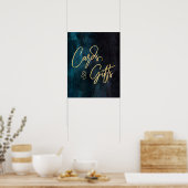 Navy Blue Waterverf & Gold Wedding Cards & Gifts Poster (Keuken)