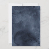Navy Blue Waterverf & Gold Wedding Kaart (Achterkant)