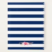 Navy Blue Waterverf Goud Roze Bloemen Huwelijk Planner (Achterkant)