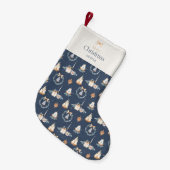Navy Blue Waterverf kerstkous Kleine Kerstsok (Voorkant (Hangend))