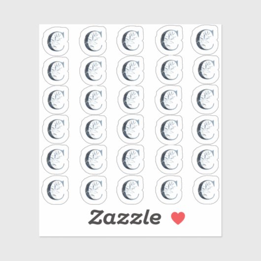 Navy Blue Waterverf letter "C" mini Stickers (Vel)