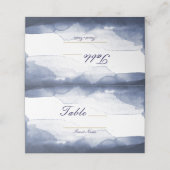 Navy Blue Waterverf Modern Tafelnummer Zitplaatsen (Buitenkant ongevouwen)