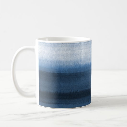 Navy Blue Waterverf Ombre Coffee Mok (Links)
