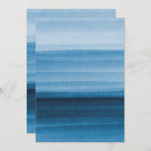 Navy Blue Waterverf Ombre Uitnodiging (Voorkant / Achterkant)