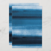 Navy Blue Waterverf Ombre Uitnodiging (Voorkant / Achterkant)