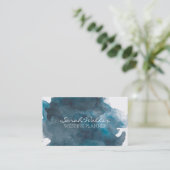 Navy Blue Waterverf Visitekaartje (Staand voorkant)