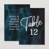 Navy Blue Waterverf & White Tafelnummer Kaart (Voorkant / Achterkant)