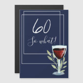 Navy Blue Waterverf Wijn 60e Verjaardag Magneet (Voorkant / Achterkant)