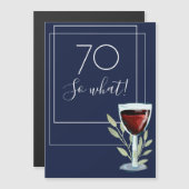 Navy Blue Waterverf Wine 70th Birthday Magnet (Voorkant / Achterkant)