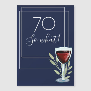 Navy Blue Waterverf Wine 70th Birthday Magnet