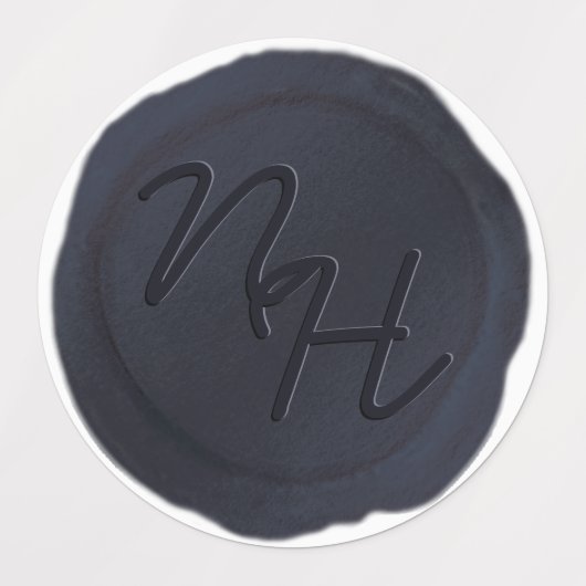 Navy Blue Wax Seal Initialen Bruiloft Monogram Labels (Design 1)