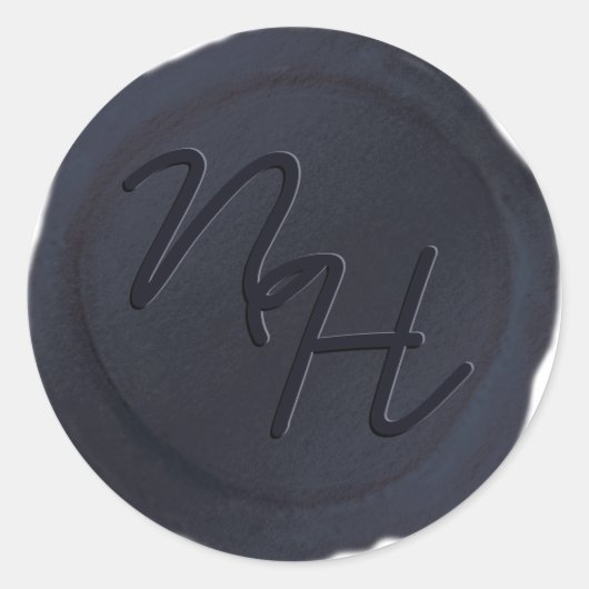 Navy Blue Wax Seal Initialen Envelop Sticker (Voorkant)