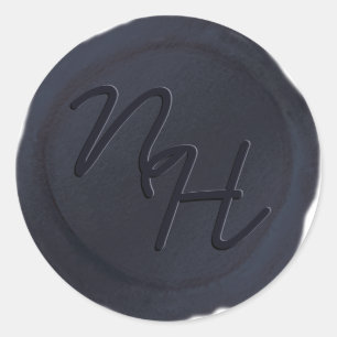 Navy Blue Wax Seal Initialen Envelop Sticker