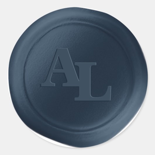 Navy Blue Wax Seal Monogram Bruiloft Stickers (Voorkant)