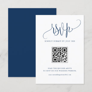 Navy Blue we maken moderne kalligrafie-wending QR- RSVP Kaartje
