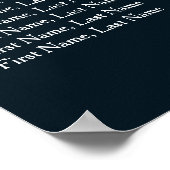 Navy Blue Wedding 20 Table Seating Chart Poster (Hoek)