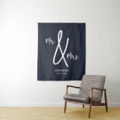 Navy Blue Wedding Backdrop Custom Nautical Mr Mrs. Wandkleed (In situ)
