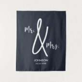 Navy Blue Wedding Backdrop Custom Nautical Mr Mrs. Wandkleed (Voorkant)