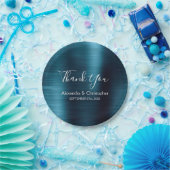 Navy Blue Wedding Bedankt Papieren Bordje (Feest)