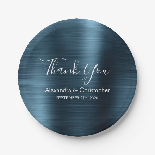 Navy Blue Wedding Bedankt Papieren Bordje (Voorkant)