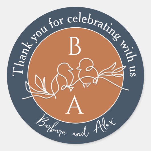 Navy Blue Wedding Bedankt Ronde Sticker (Voorkant)