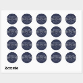 Navy Blue Wedding Bedankt Ronde Sticker (Vel)