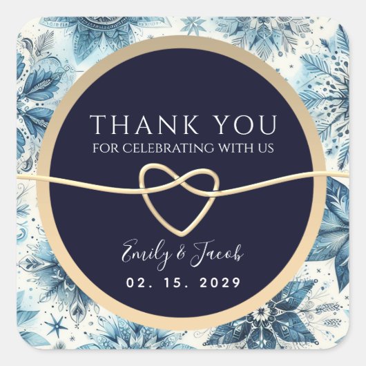 Navy Blue Wedding Bedankt Vierkante Sticker (Voorkant)