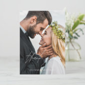 Navy Blue Wedding Dank je wel Foto Minimalist Bedankkaart (Staand voorkant)