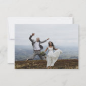 Navy Blue Wedding Dank je wel Foto Minimalist Bedankkaart (Achterkant)