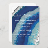 Navy Blue Wedding Details Info Kaart | Agaat (Voorkant / Achterkant)