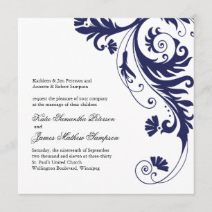 Navy Blue Wedding Invitations Kaart
