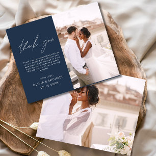 Navy Blue Wedding Minimalist Bedankt Kaarten