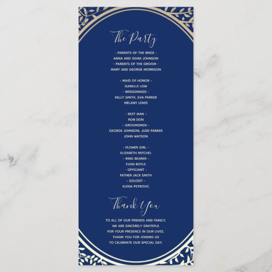 Navy Blue Wedding Programma (Achterkant)