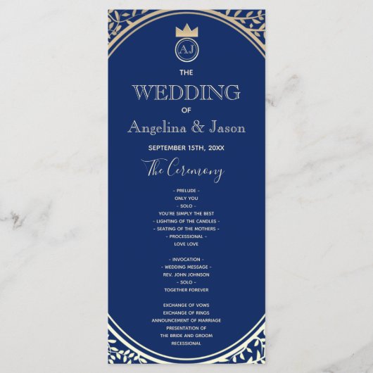 Navy Blue Wedding Programma (Voorkant)