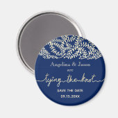 Navy Blue Wedding Save the Date Invitation Magneet (Voorkant / Achterkant)