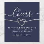 Navy Blue Wedding Wijn Etiket (Enkel label)